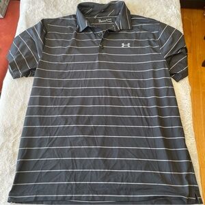 Under Armour Men's Dark Gray Polo with White Stripes size XL